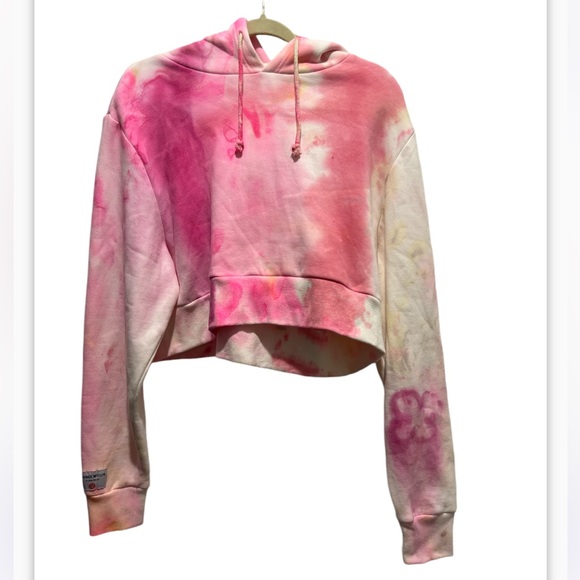 Like new Romi Basha Tie Dye Cropped cotton hoodie size L - Picture 1 of 6